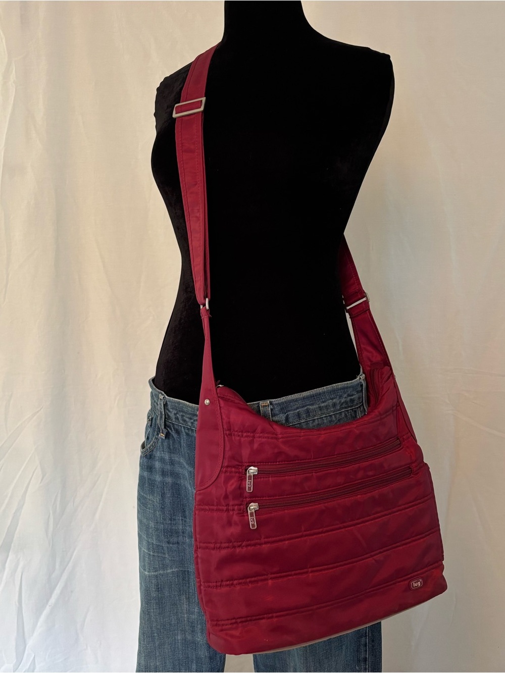 Lug Cable Car Crossbody Bag Raspberry Red Travel Organizer Nylon